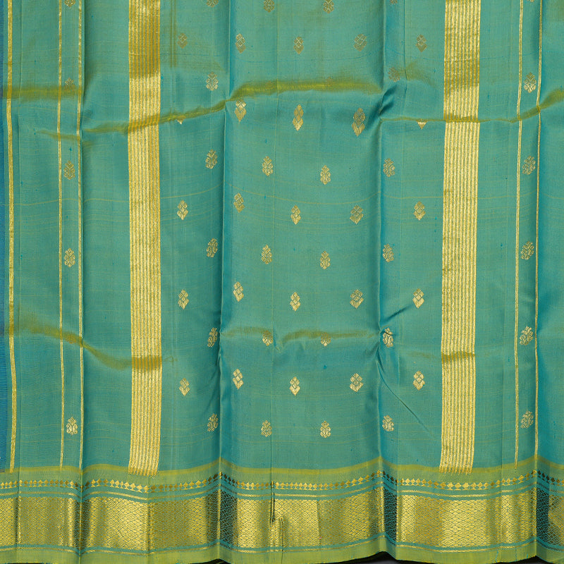 Hayagrivas Blue Handloom Kanjivaram Silk Saree with Sampanga Yellow Border BBD1420L5-16