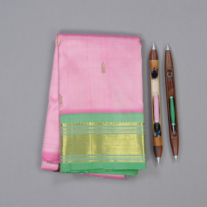 Hayagrivas Lotus Pink Handloom Kanjivaram Silk Saree with Pastel Border BBD1420L5-21