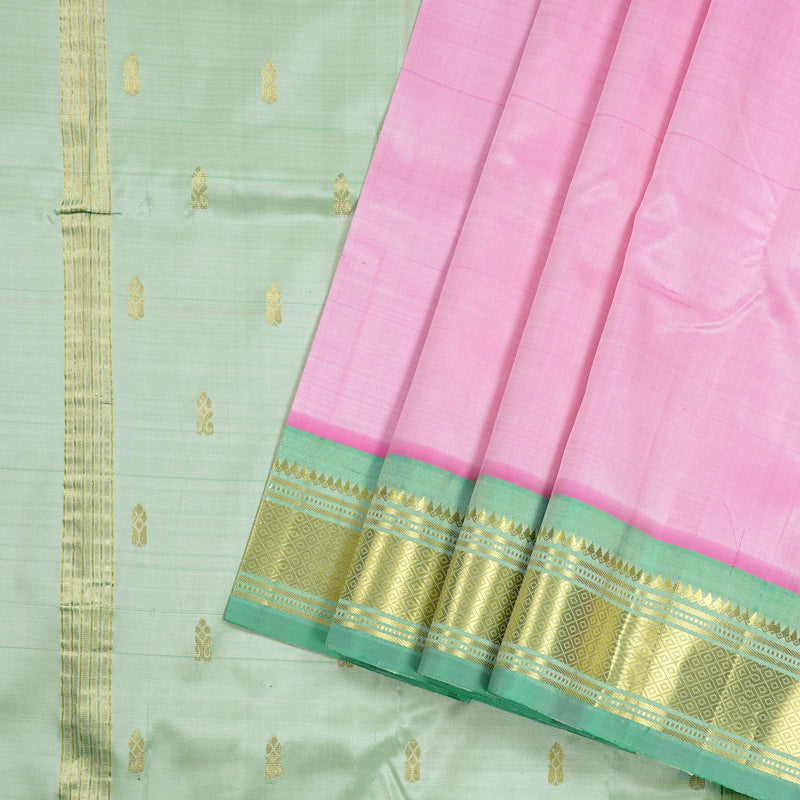 Hayagrivas Lotus Pink Handloom Kanjivaram Silk Saree with Pastel Border BBD1420L5-21