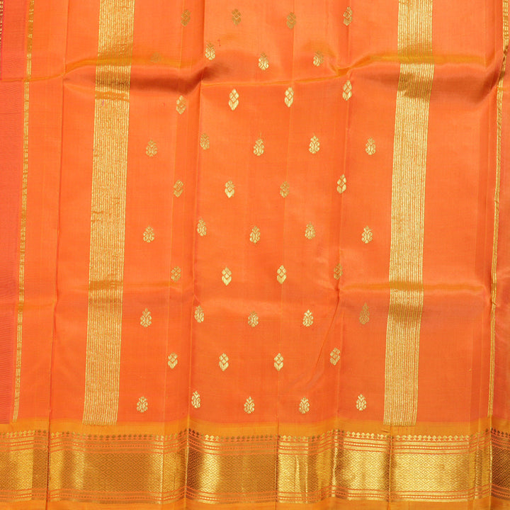 Hayagrivas Tomato Red Handloom Kanjivaram Silk Saree with Honey Mustard Border BBD1420L5-8