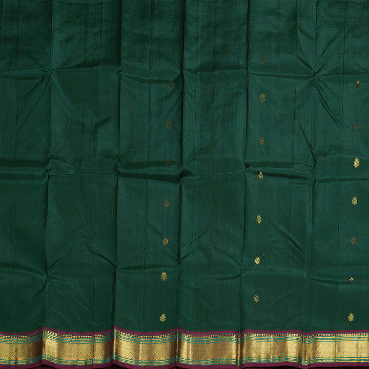 Hayagrivas Bottle Green Handloom Kanjivaram Silk Saree with Mandhalir Border BBD1420L6-6