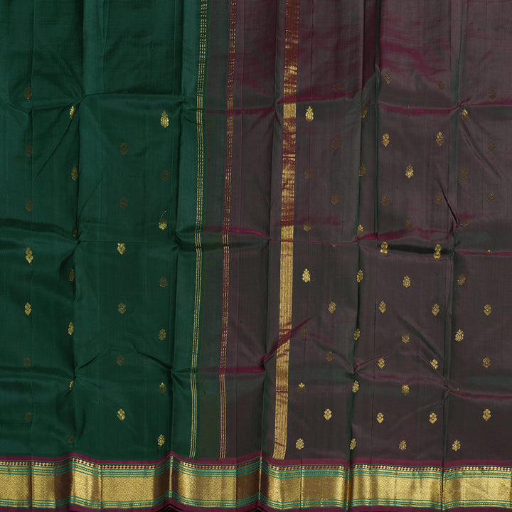 Hayagrivas Bottle Green Handloom Kanjivaram Silk Saree with Mandhalir Border BBD1420L6-6