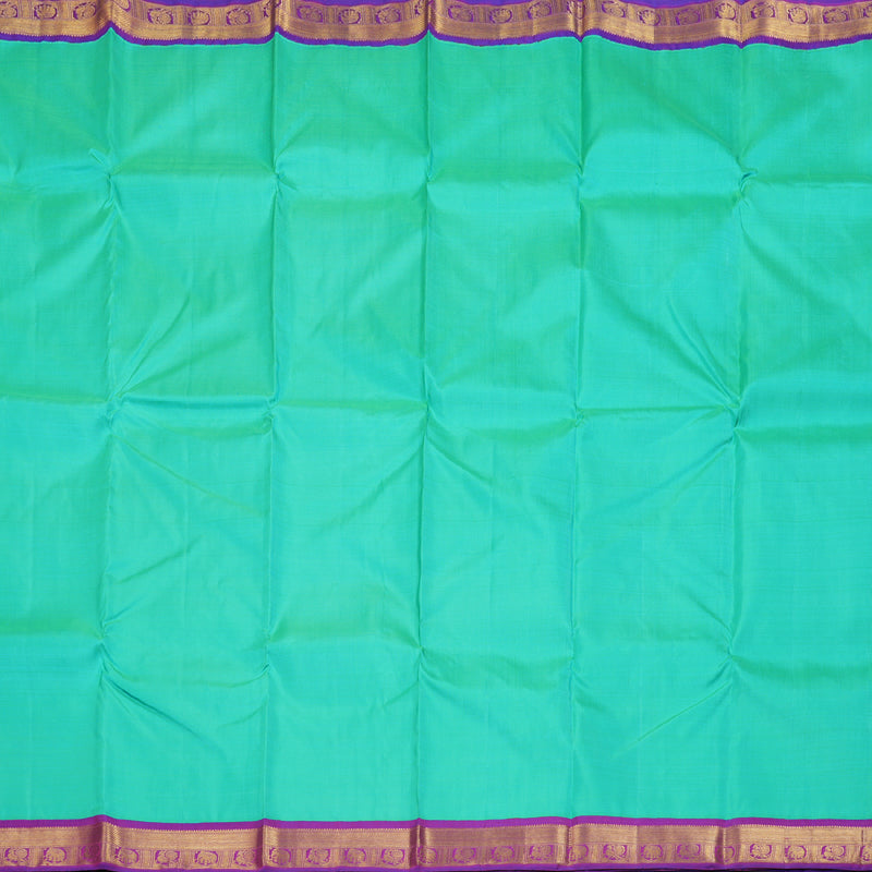 Hayagrivas Sea Green Handloom Kanjivaram Silk Saree with Purple Border BBD1422L1-1