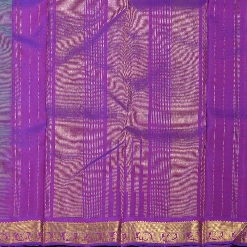 Hayagrivas Sea Green Handloom Kanjivaram Silk Saree with Purple Border BBD1422L1-1