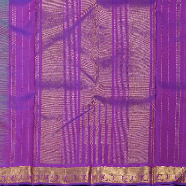Hayagrivas Sea Green Handloom Kanjivaram Silk Saree with Purple Border BBD1422L1-1