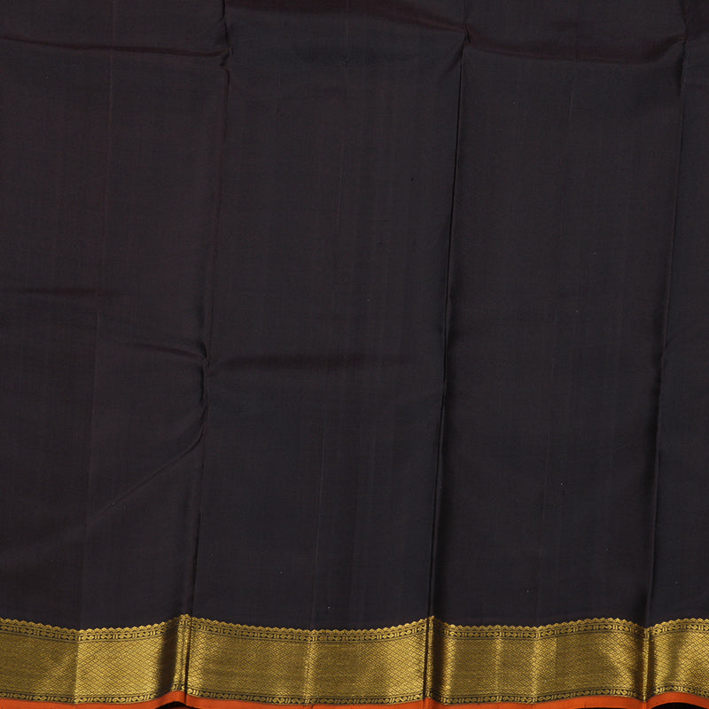 Hayagrivas Greenish Grey Handloom Kanjivaram Silk Saree with Black Border BBD1422L14-1