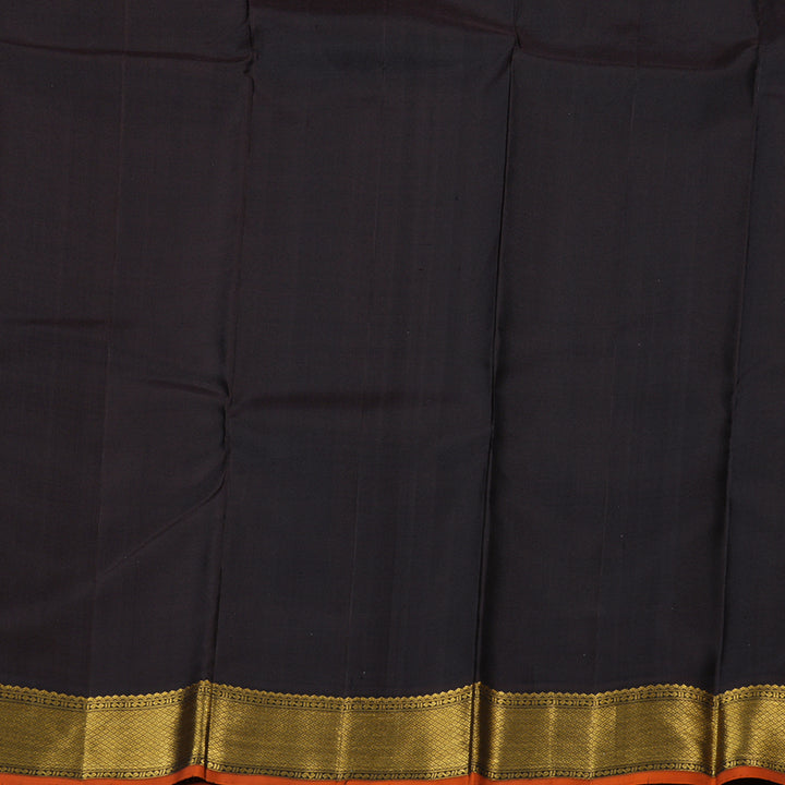 Hayagrivas Greenish Grey Handloom Kanjivaram Silk Saree with Black Border BBD1422L14-1