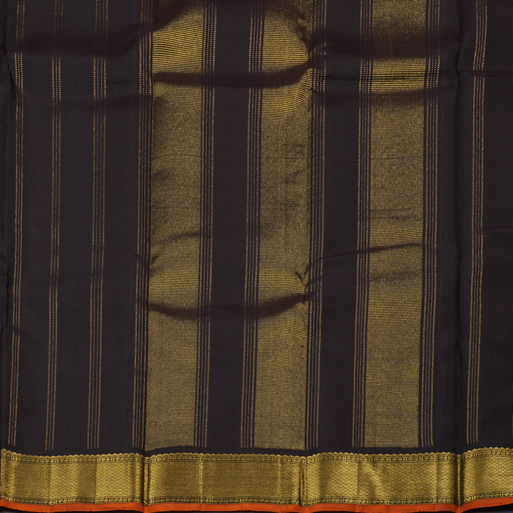Hayagrivas Greenish Grey Handloom Kanjivaram Silk Saree with Black Border BBD1422L14-1