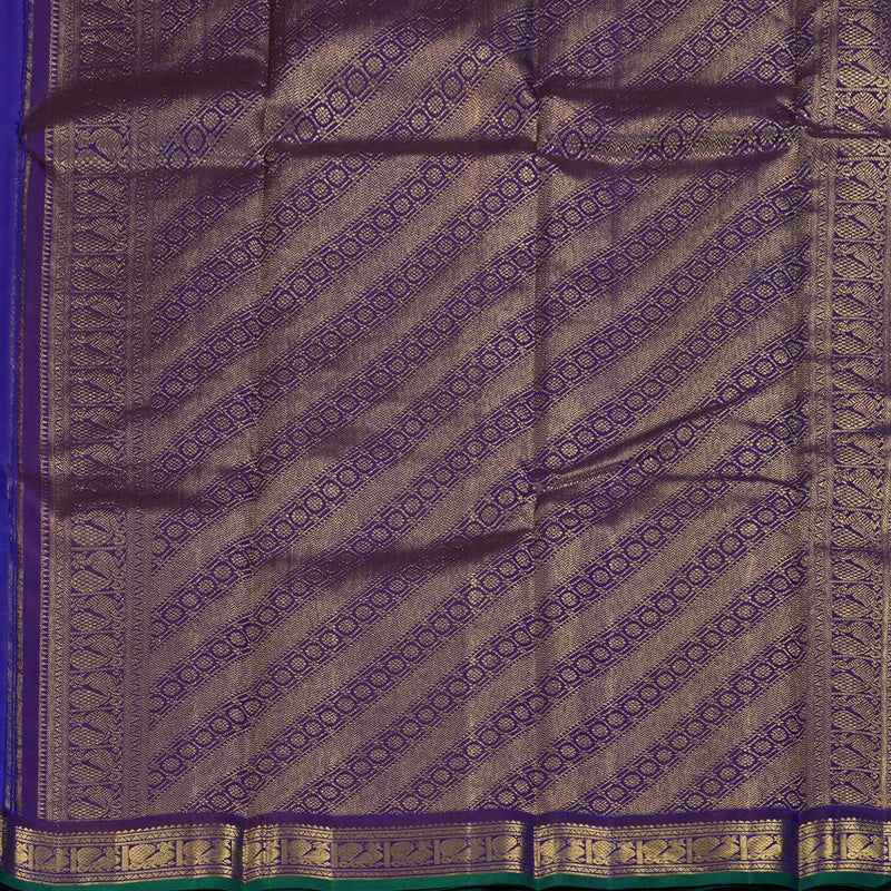 Hayagrivas Blue Handloom Kanjivaram Silk Saree with Purple Border BBD1422L5-1