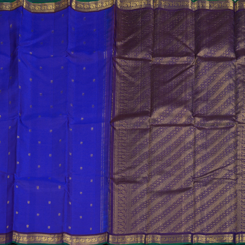 Hayagrivas Blue Handloom Kanjivaram Silk Saree with Purple Border BBD1422L5-1