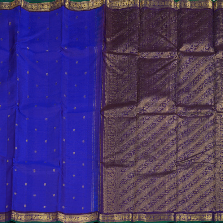 Hayagrivas Blue Handloom Kanjivaram Silk Saree with Purple Border BBD1422L5-1