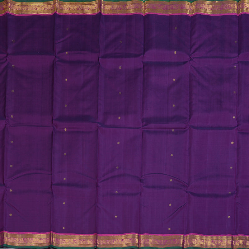 Hayagrivas Purplish Blue Handloom Kanjivaram Silk Saree with Purple Border BBD1422L6-1
