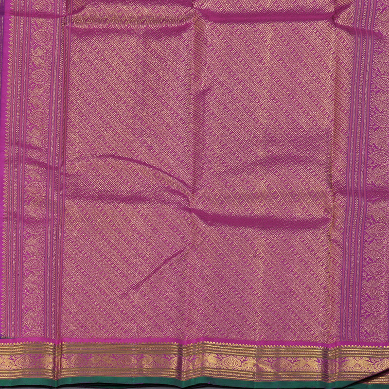 Hayagrivas Purplish Blue Handloom Kanjivaram Silk Saree with Purple Border BBD1422L6-1