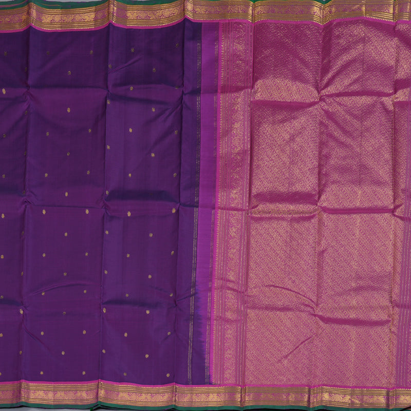 Hayagrivas Purplish Blue Handloom Kanjivaram Silk Saree with Purple Border BBD1422L6-1