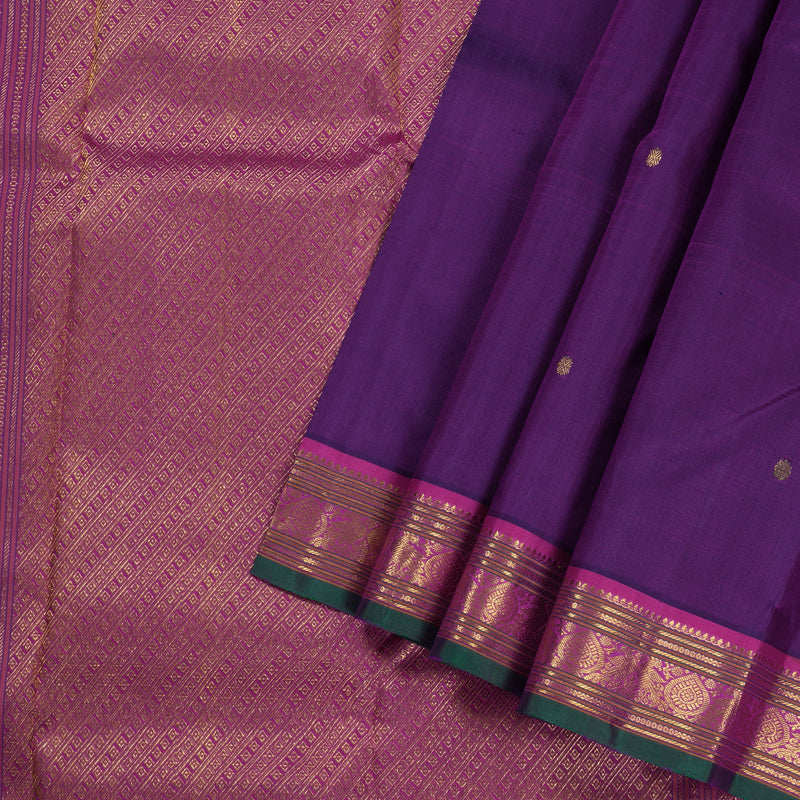 Hayagrivas Purplish Blue Handloom Kanjivaram Silk Saree with Purple Border BBD1422L6-1