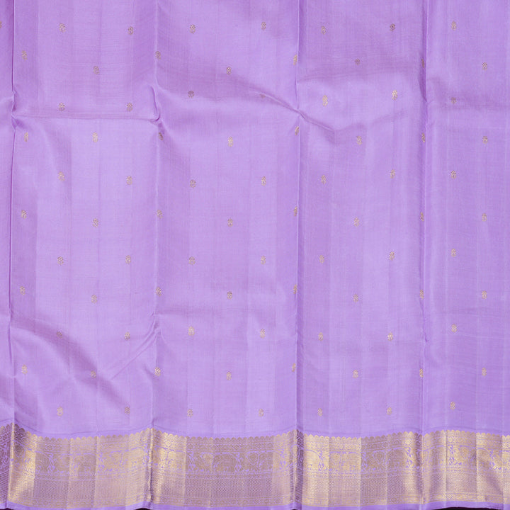 Hayagrivas Bold Lemon Yellow Handloom Kanjivaram Silk Saree with Lavender Border BBD1426L1-1