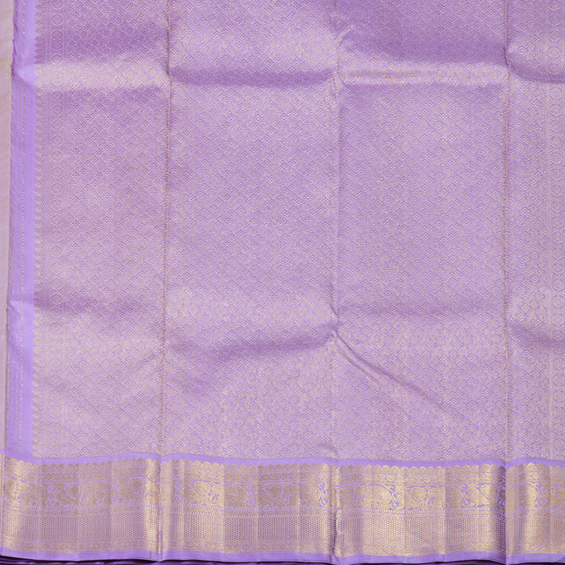 Hayagrivas Bold Lemon Yellow Handloom Kanjivaram Silk Saree with Lavender Border BBD1426L1-1