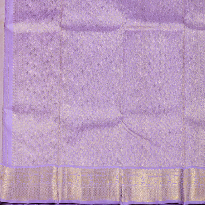 Hayagrivas Bold Lemon Yellow Handloom Kanjivaram Silk Saree with Lavender Border BBD1426L1-1