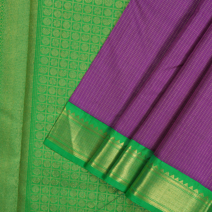 Hayagrivas Handloom Purple Kanjivaram Silk Saree with Parrot Green border BBD1427L3-1