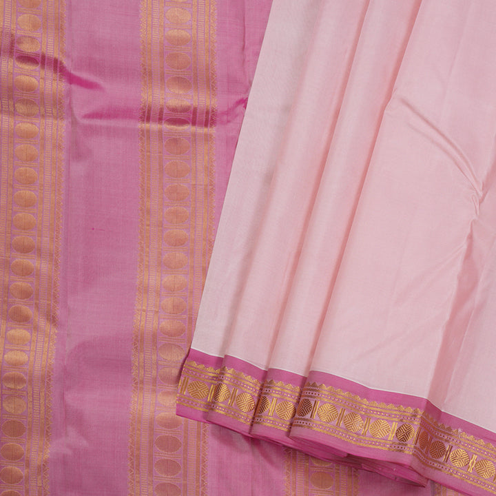 Hayagrivas Light Baby Pink Handloom Kanjivaram Silk Saree with Pink Border BBD1428L1-16