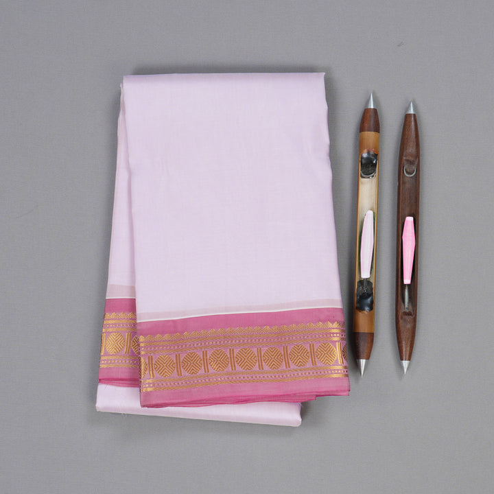 Hayagrivas Light Baby Pink Handloom Kanjivaram Silk Saree with Onion Pink Border BBD1428L1-6