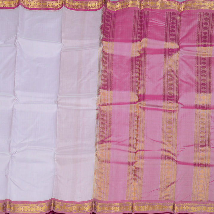 Hayagrivas Light Baby Pink Handloom Kanjivaram Silk Saree with Onion Pink Border BBD1428L1-6