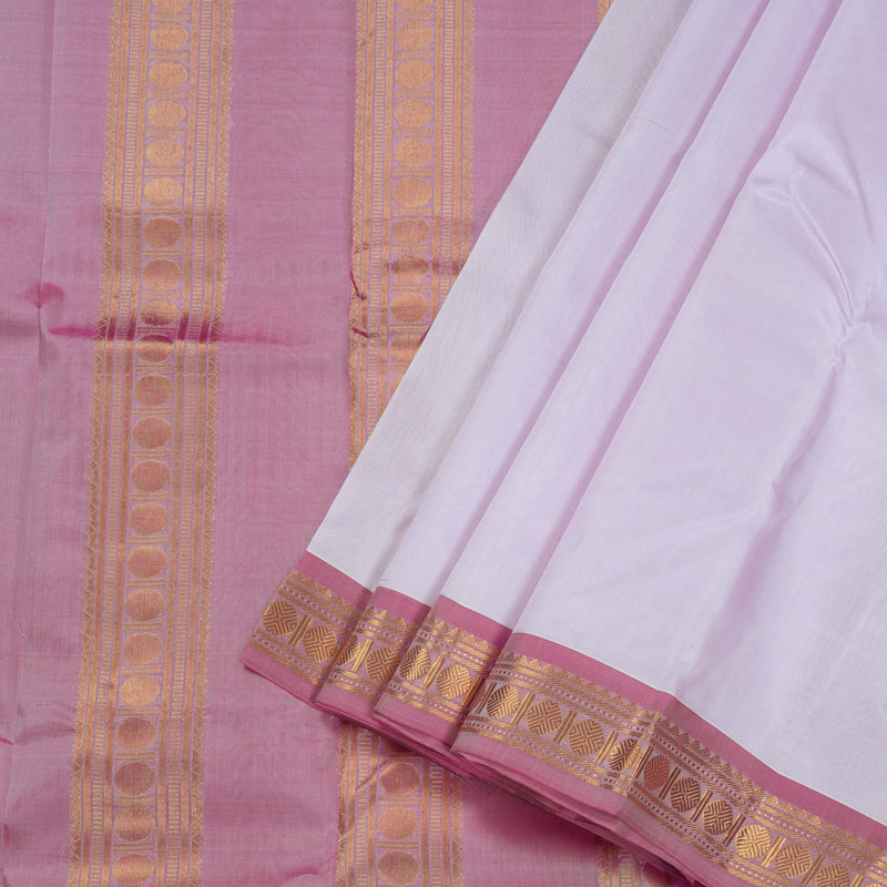 Hayagrivas Light Baby Pink Handloom Kanjivaram Silk Saree with Onion Pink Border BBD1428L1-6