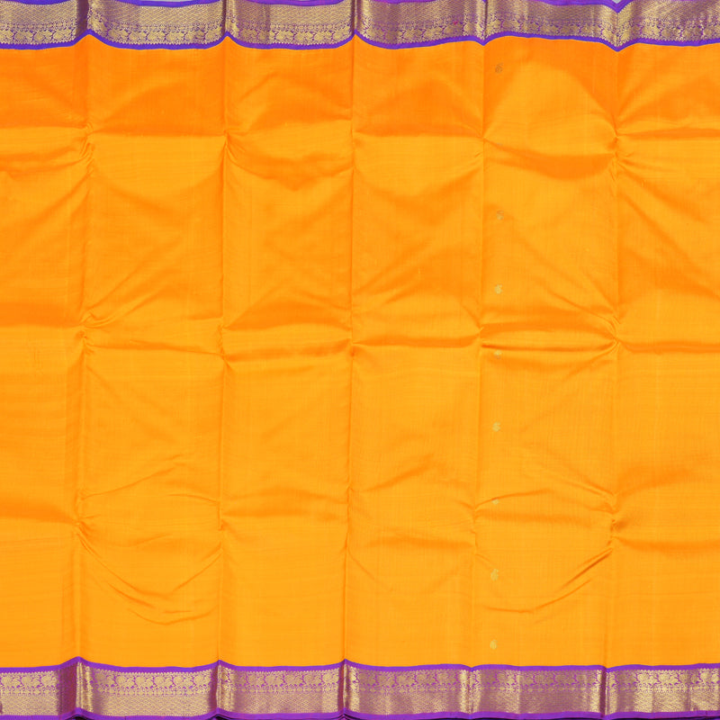 Hayagrivas Mango Yellow Handloom Kanjivaram Silk Saree with Purple Border BBD1433L1-1