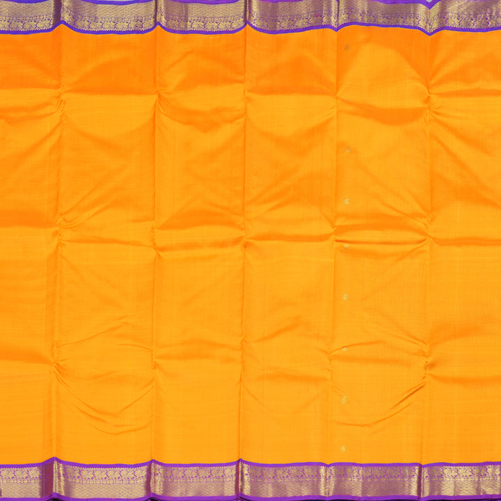Hayagrivas Mango Yellow Handloom Kanjivaram Silk Saree with Purple Border BBD1433L1-1