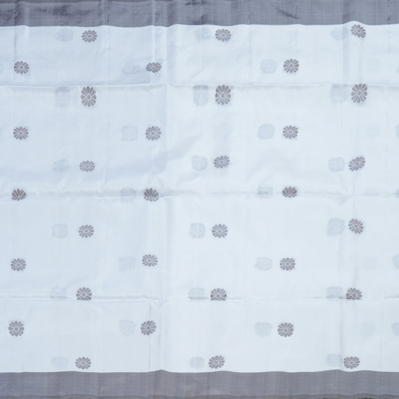 Hayagrivas White Handloom Soft Silk Saree with Dark Grey Border BBD1434L2-2