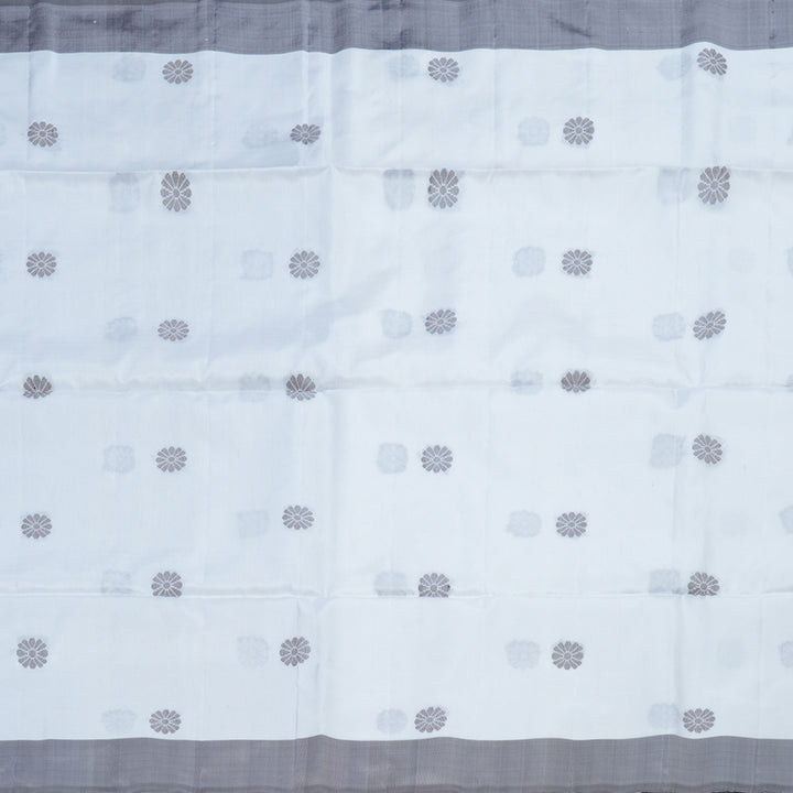 Hayagrivas White Handloom Soft Silk Saree with Dark Grey Border BBD1434L2-2