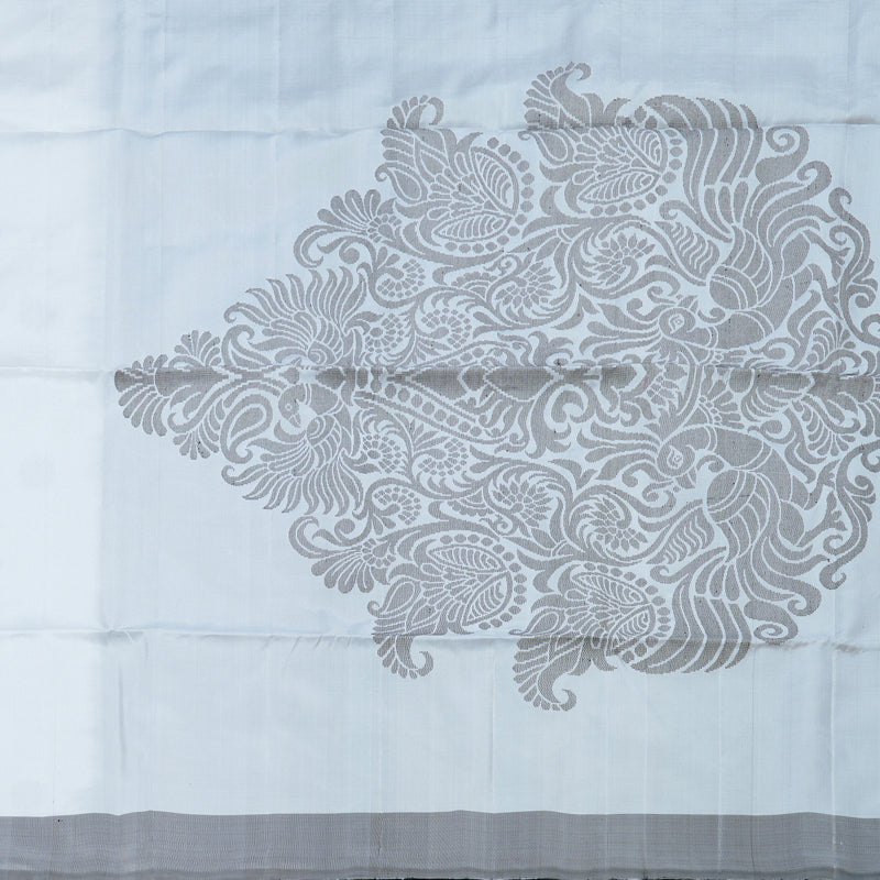 Hayagrivas White Handloom Soft Silk Saree with Dark Grey Border BBD1434L2-2