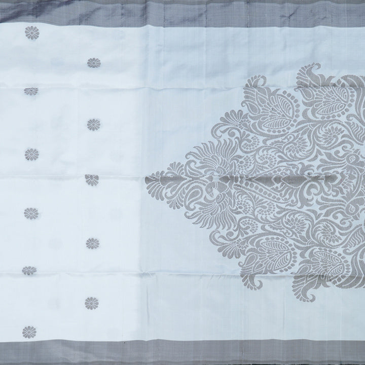 Hayagrivas White Handloom Soft Silk Saree with Dark Grey Border BBD1434L2-2