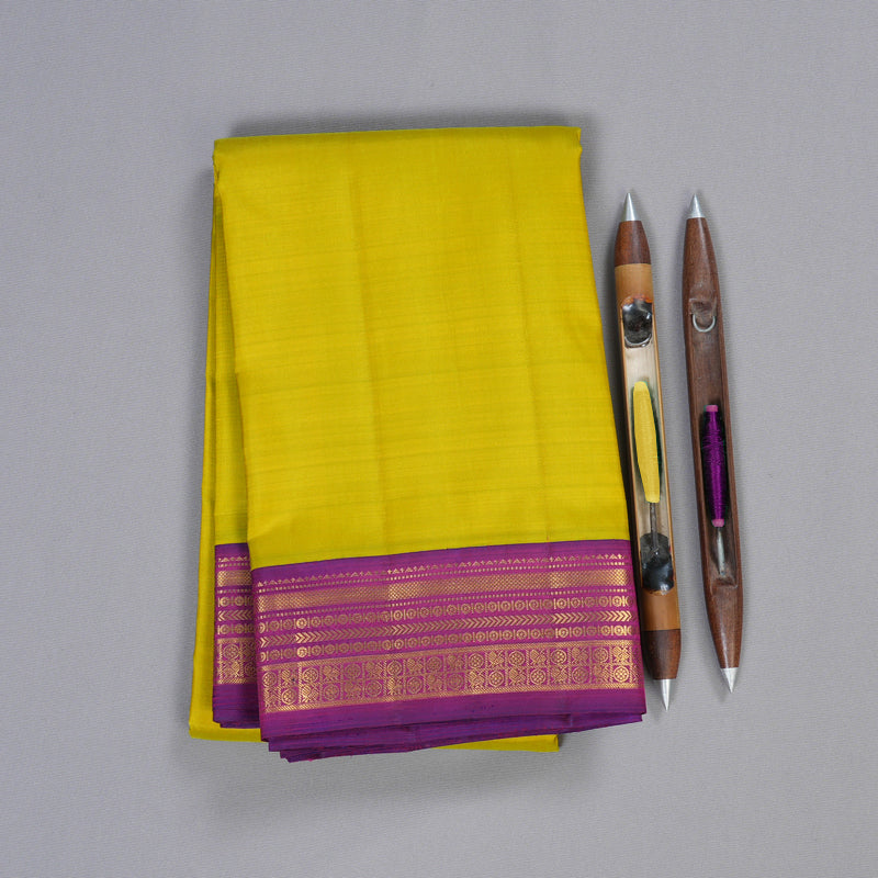 Hayagrivas Fluorescent Green Handloom Kanjivaram Silk Saree with Purple Border BBD1440L1-1
