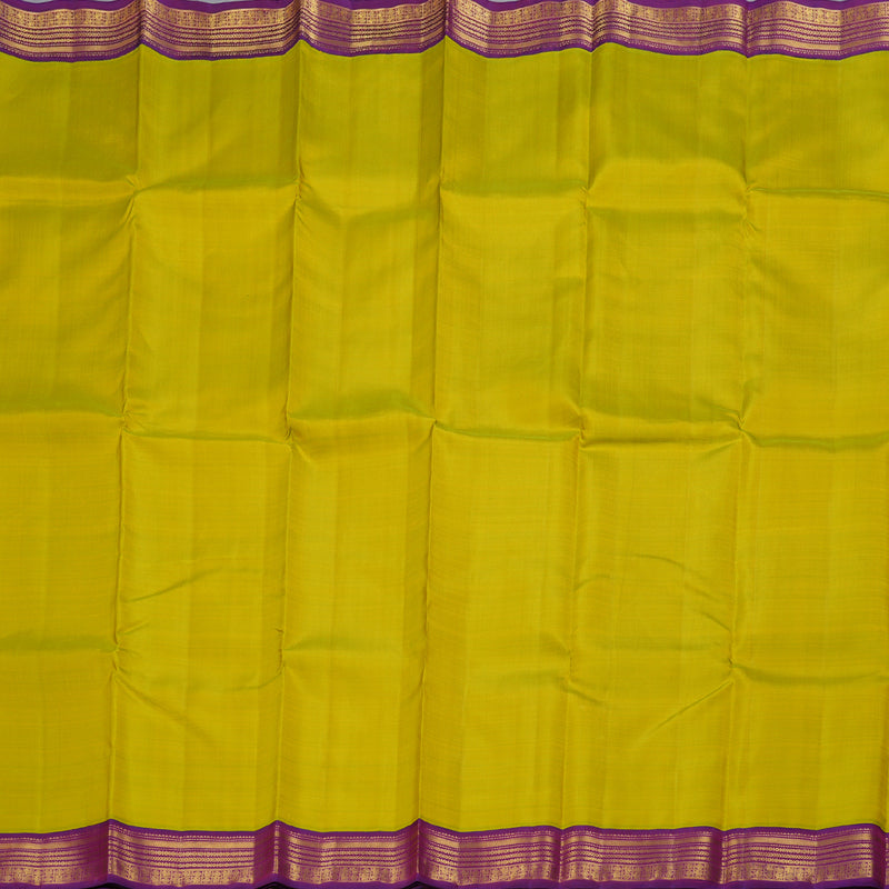 Hayagrivas Fluorescent Green Handloom Kanjivaram Silk Saree with Purple Border BBD1440L1-1