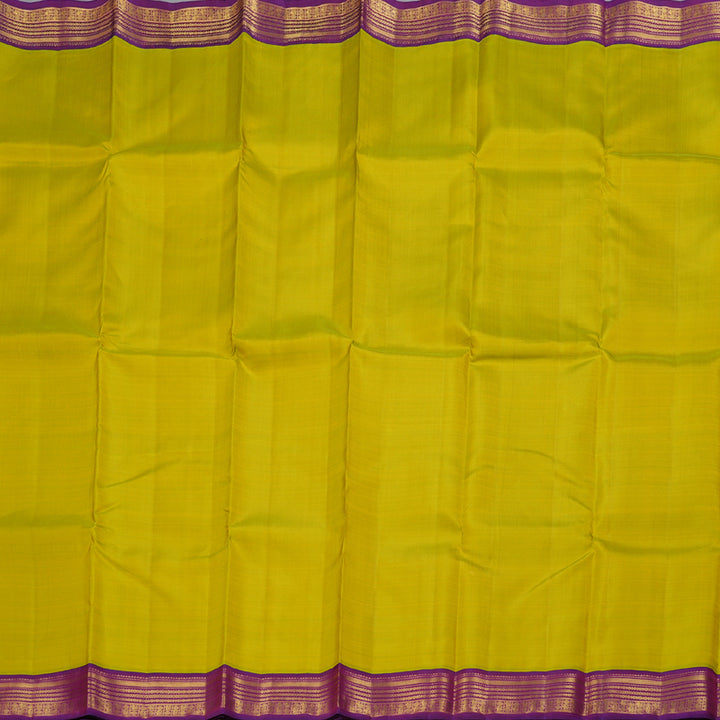 Hayagrivas Fluorescent Green Handloom Kanjivaram Silk Saree with Purple Border BBD1440L1-1