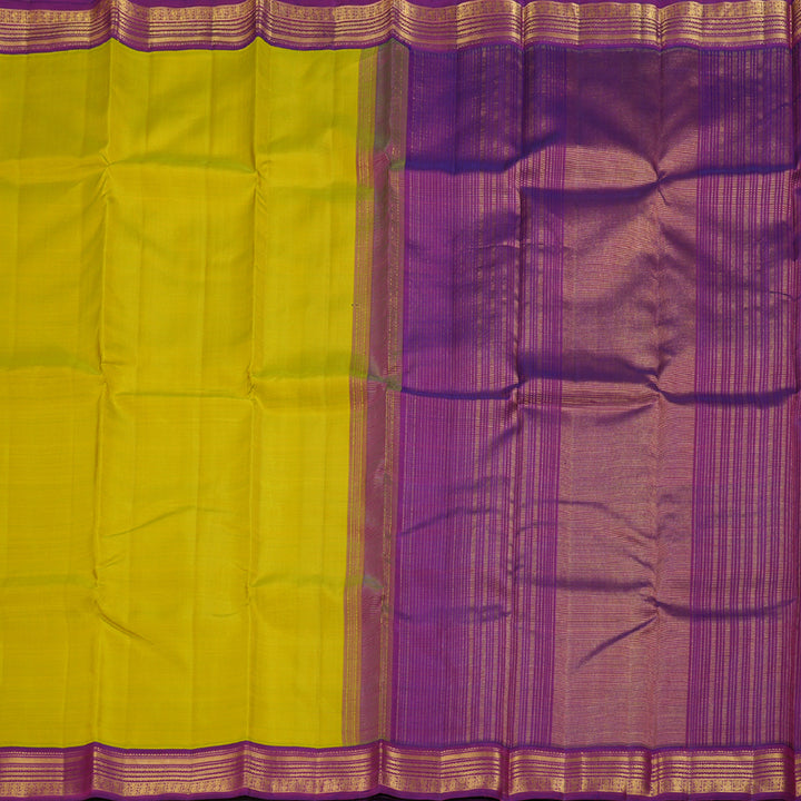 Hayagrivas Fluorescent Green Handloom Kanjivaram Silk Saree with Purple Border BBD1440L1-1