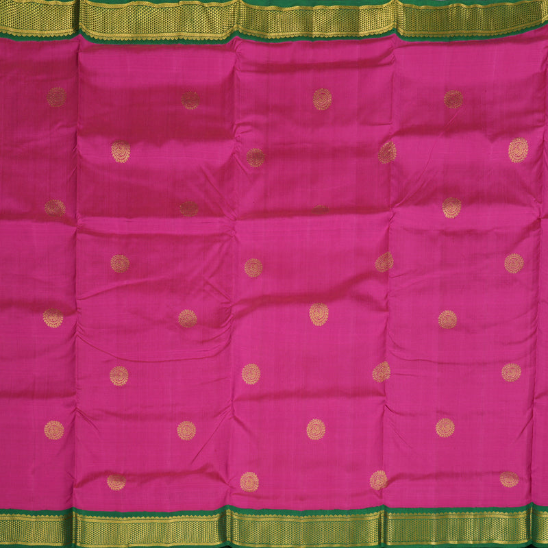 Hayagrivas Graceful Pink Handloom Kanjivaram Ten Yards Silk Saree with Bottle Green Border BBD1440L11-1