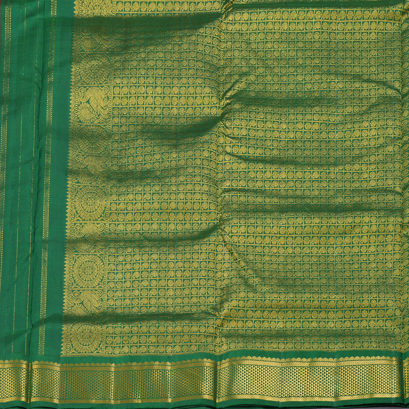 Hayagrivas Graceful Pink Handloom Kanjivaram Ten Yards Silk Saree with Bottle Green Border BBD1440L11-1