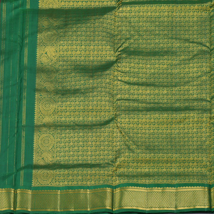 Hayagrivas Graceful Pink Handloom Kanjivaram Ten Yards Silk Saree with Bottle Green Border BBD1440L11-1