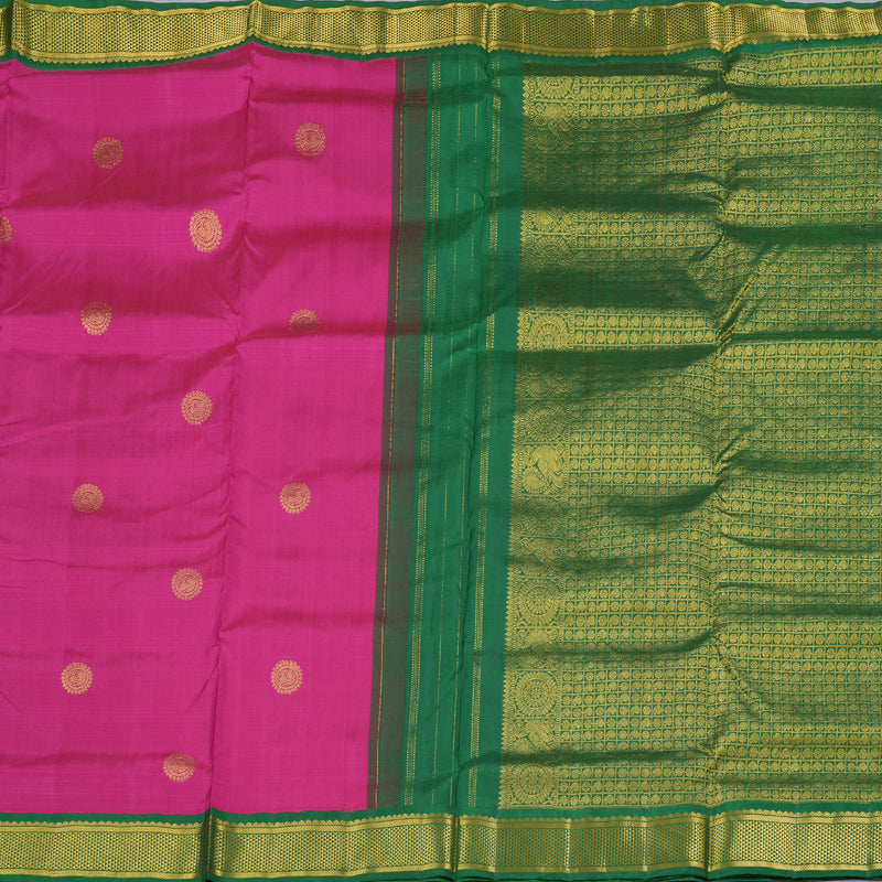 Hayagrivas Graceful Pink Handloom Kanjivaram Ten Yards Silk Saree with Bottle Green Border BBD1440L11-1