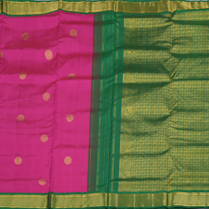 Hayagrivas Graceful Pink Handloom Kanjivaram Ten Yards Silk Saree with Bottle Green Border BBD1440L11-1