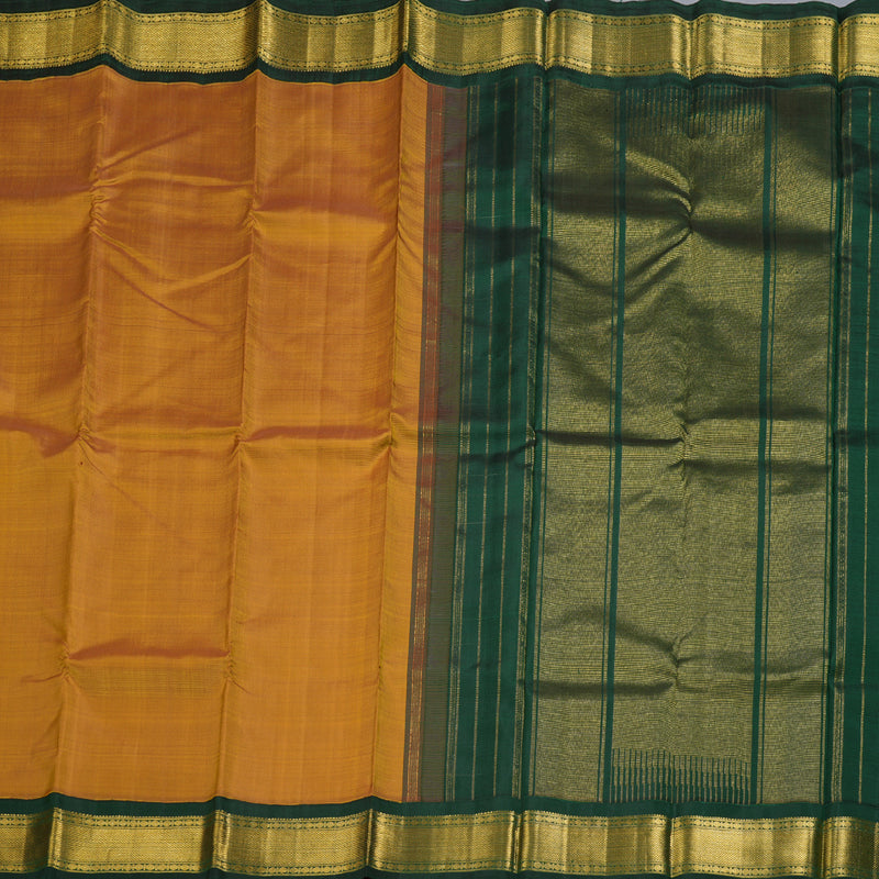 Hayagrivas Mustard Handloom Kanjivaram Silk Saree with Bottle Green Border BBD1440L2-1