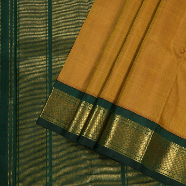 Hayagrivas Mustard Handloom Kanjivaram Silk Saree with Bottle Green Border BBD1440L2-1