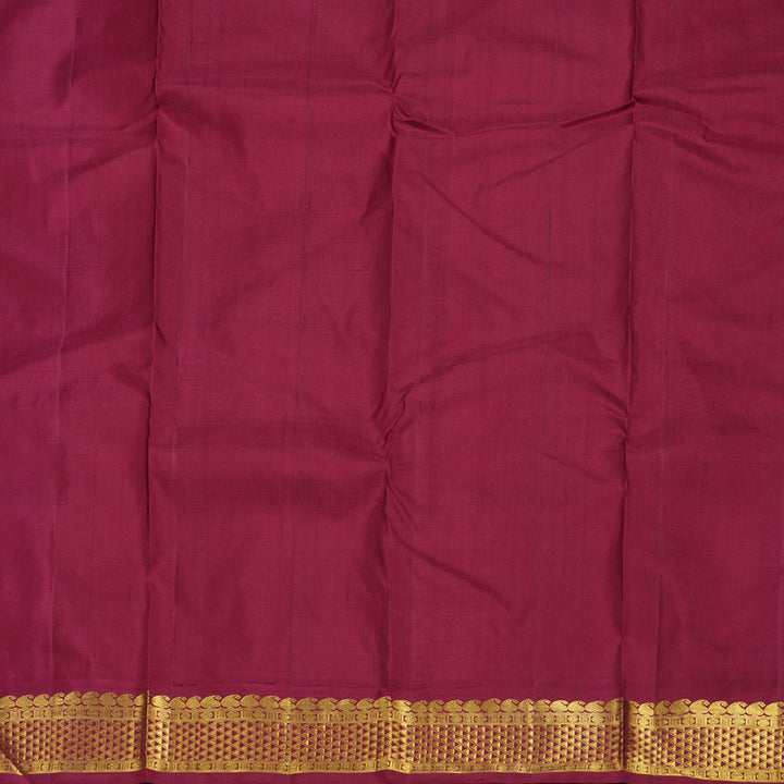 Hayagrivas Peach Orange Handloom Kanjivaram Silk Saree with Maroon Border BBD1440L5-2