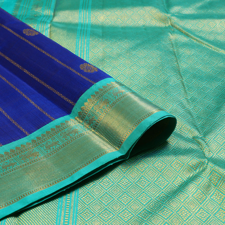 Hayagrivas Serene Blue Handloom Kanjivaram Silk Saree with Sea Blue Border BBD1440L6-3