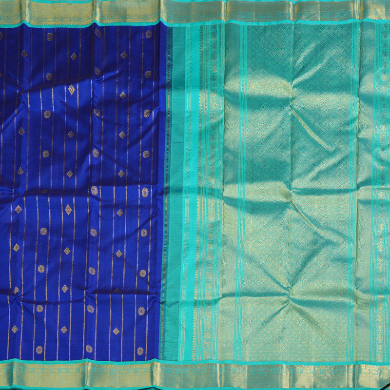 Hayagrivas Serene Blue Handloom Kanjivaram Silk Saree with Sea Blue Border BBD1440L6-3