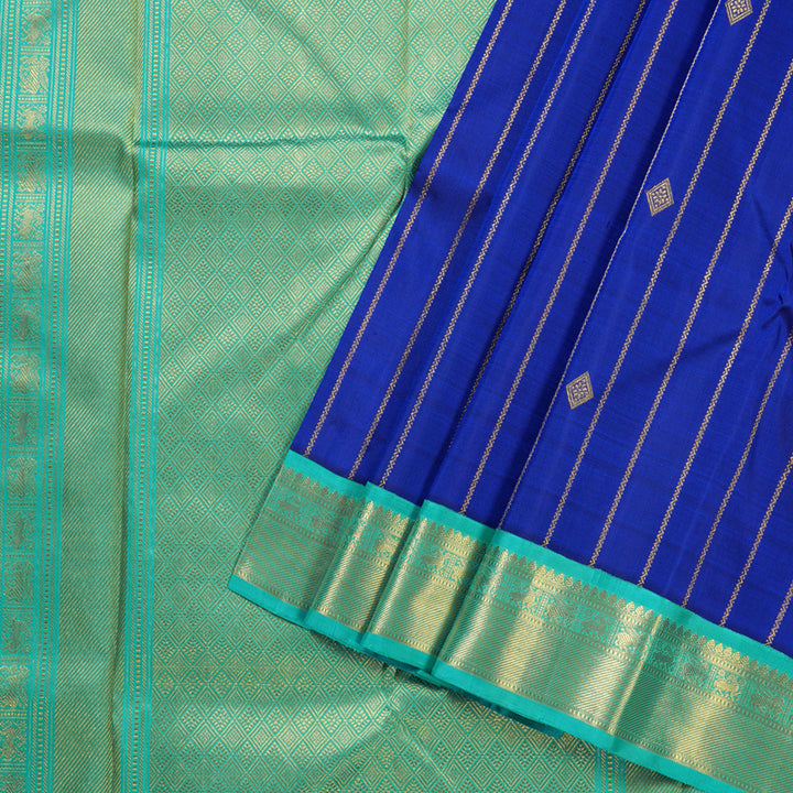 Hayagrivas Serene Blue Handloom Kanjivaram Silk Saree with Sea Blue Border BBD1440L6-3