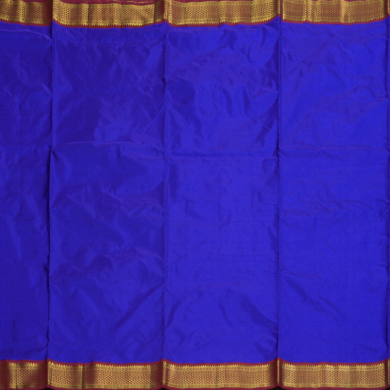 Hayagrivas Elegant Blue Handloom Kanjivaram Ten Yards Silk Saree with Maroon Border BBD1440L9-2