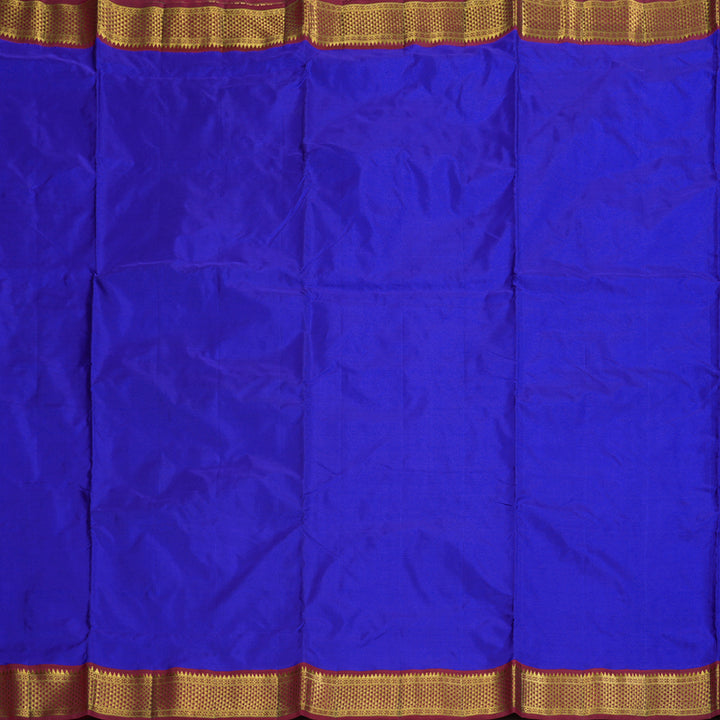 Hayagrivas Elegant Blue Handloom Kanjivaram Ten Yards Silk Saree with Maroon Border BBD1440L9-2